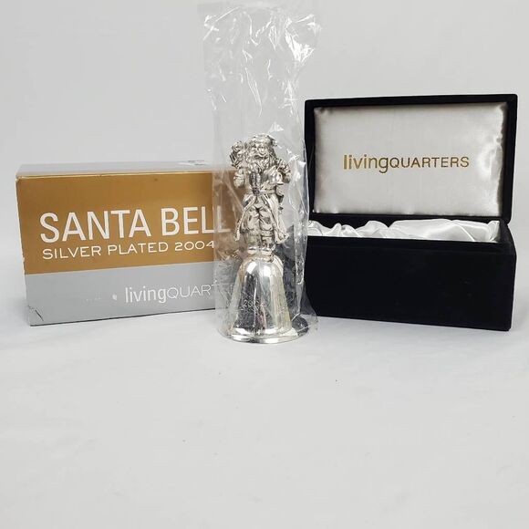 LivingQuarters Santa Bell Silver Plated 2004 with Box - Picture 1 of 4